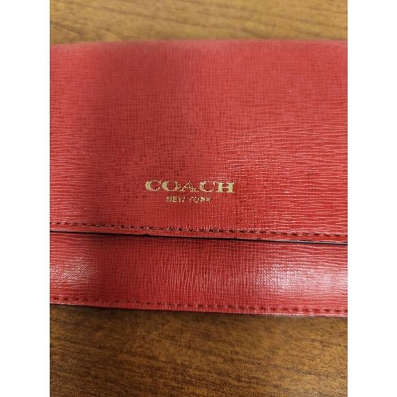 Coach Red Saffiano Leather Slim Envelope Wallet 49350 - Picture 3 of 11